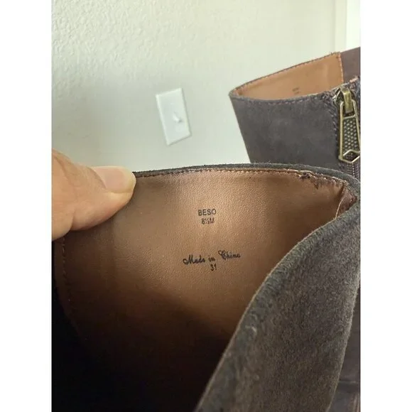 DONALD J PLINER Beso Brushed Suede Knee High Riding Buckle Boots Brown Western - Picture 9 of 10